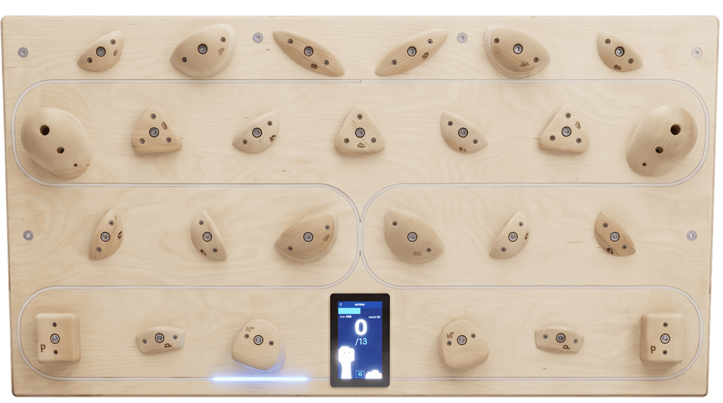 Das Sequenzboard aus Birkenholz mit Griffen, LEDs und Display